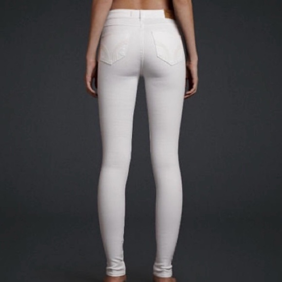 Abercrombie & Fitch Harper Low Rise Jeans Legging White Lyocell size 10 Long - Picture 3 of 8